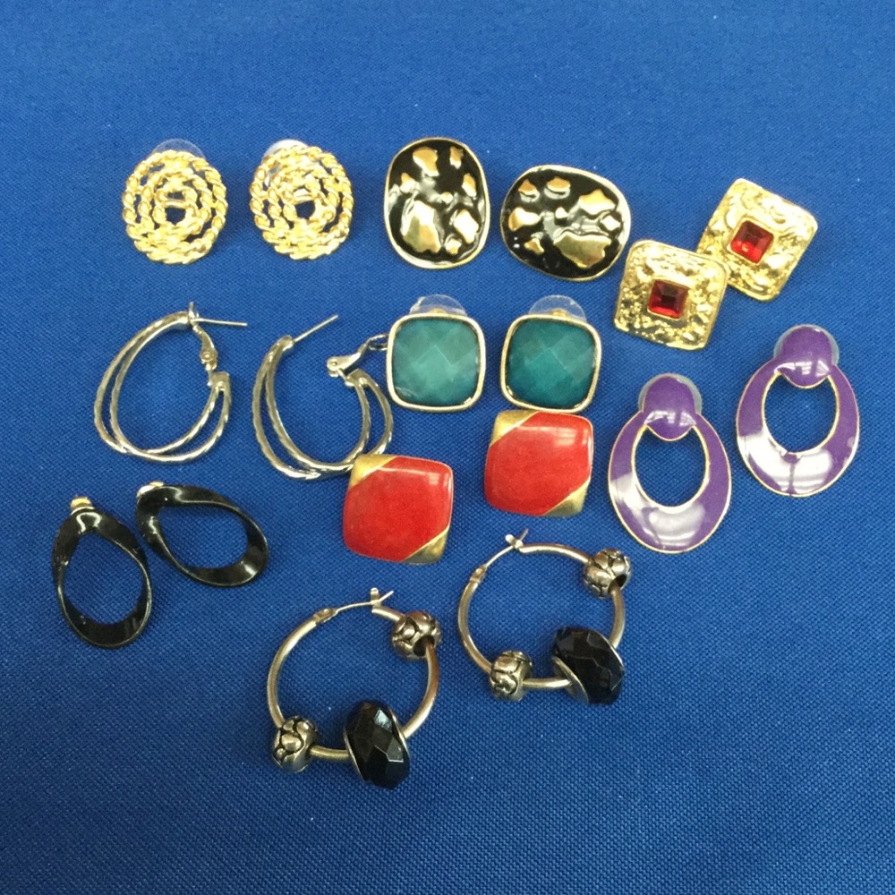 Bundle of 9 Pairs of Pierced Earrings